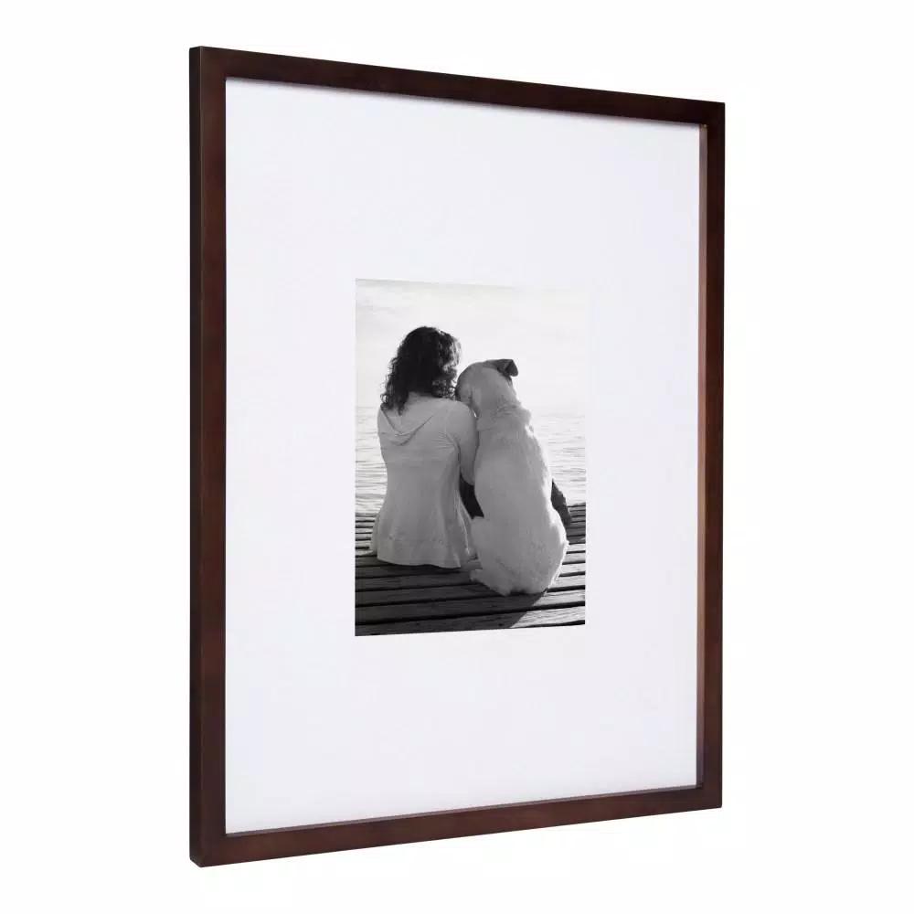DesignOvation Gallery Wood Picture Frame Set of 2, Walnut Brown, 16x20 in. Matted to 8x10 in.
