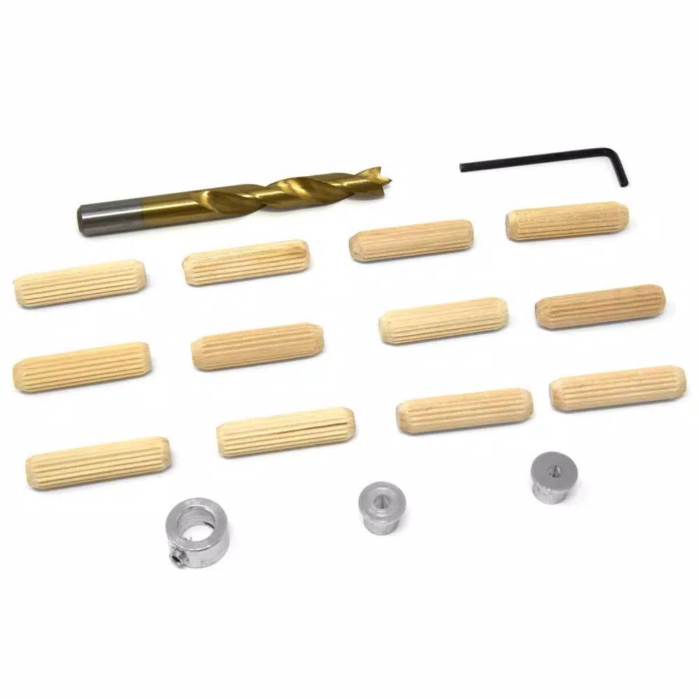 WEN 3/8 in. Wooden Doweling Kit with Titanium-Nitride Coated Brad-Point Drill Bit and 12 Fluted Birch Dowels