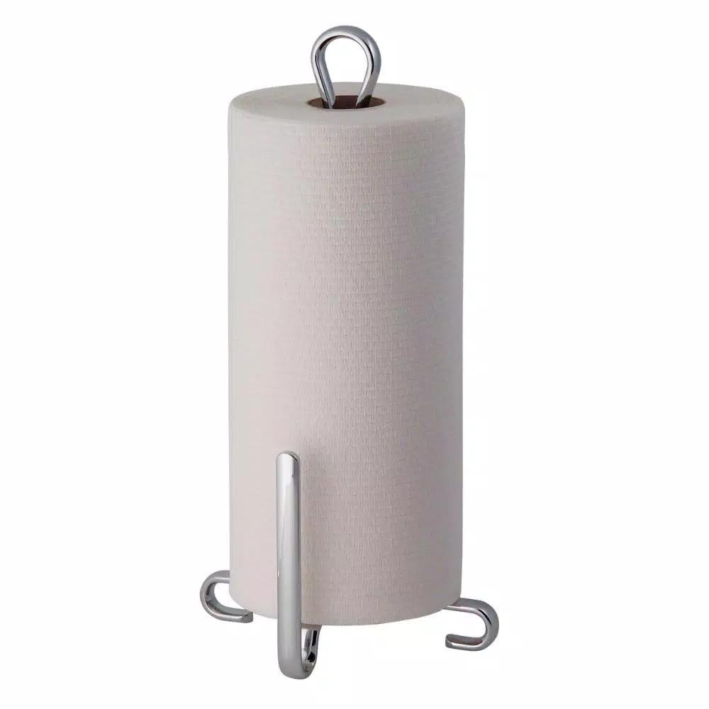 interDesign Axis Polished Chrome Steel Paper Towel Holder - Modern Freestanding Countertop Design