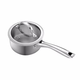 Cooks Standard 1.5 Qt. Stainless Steel Saucepan with Tempered Glass Lid thumbnail 1
