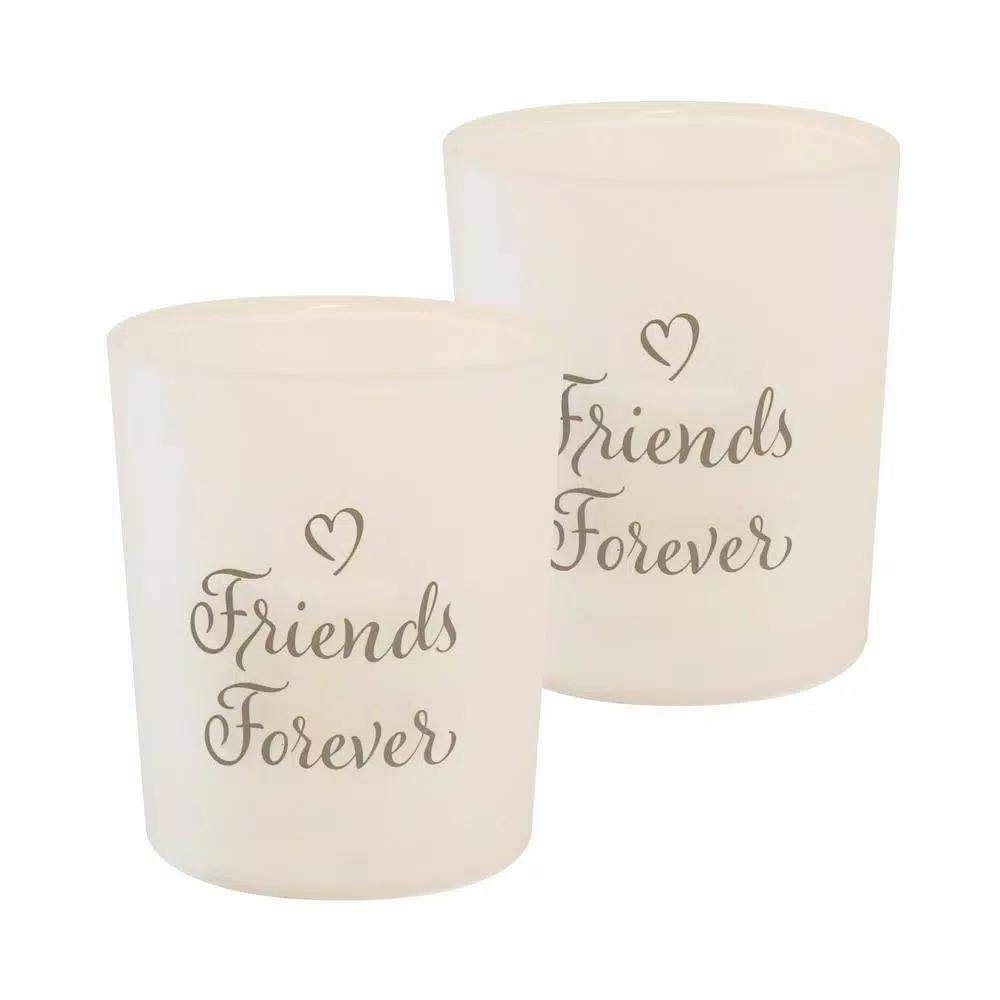 LUMABASE Friends Forever LED Glass Battery Operated Candles - Set of 2