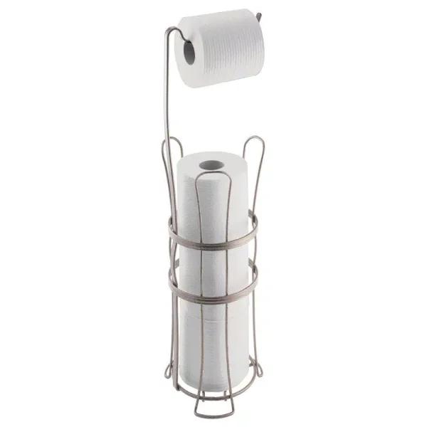 InterDesign York Lyra Roll Reserve Plus Toilet Paper Holder, Satin Nickel
