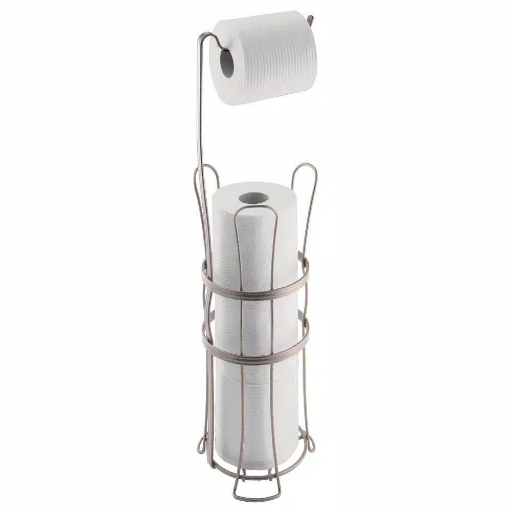 InterDesign York Lyra Roll Reserve Plus Toilet Paper Holder, Satin Nickel