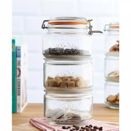 Kilner 4 Piece Stackable Glass Storage Jar Set with Clip Top and Push Top Lids thumbnail 3