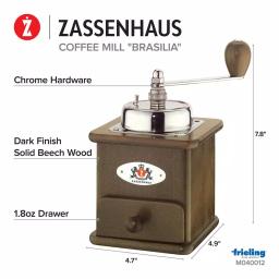ZASSENHAUS Brasilia Manual Coffee Mill - Dark Beechwood with Steel Conical Burrs thumbnail 5