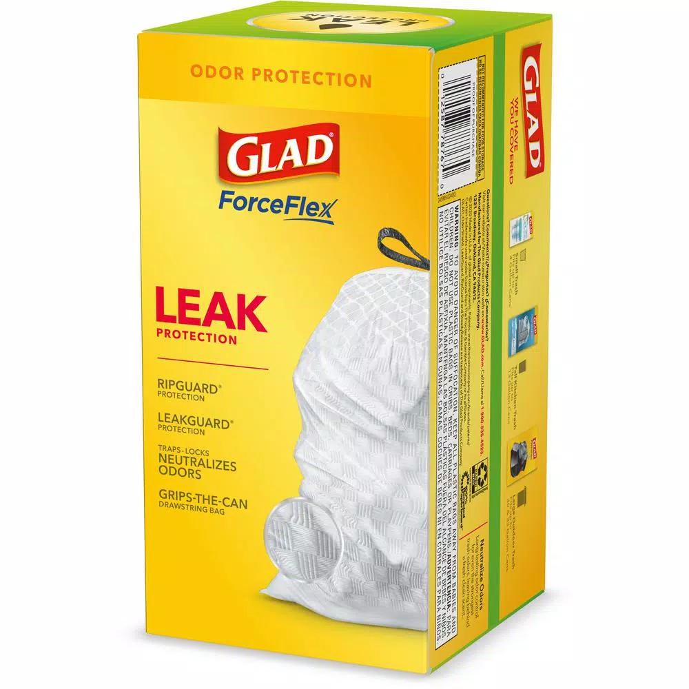 Glad ForceFlex 13 Gallon Tall Kitchen Trash Bags with Clorox Antimicrobial Protection, Clean Citrus, 40-Count