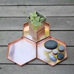 Achla Designs Hexagonal Copper Plated Stainless Steel Decorative Trays, Set of 3 thumbnail 6