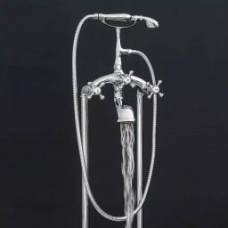 AKDY 3-Handle Freestanding Claw Foot Tub Filler with Telephone Hand Shower, Chrome thumbnail 2