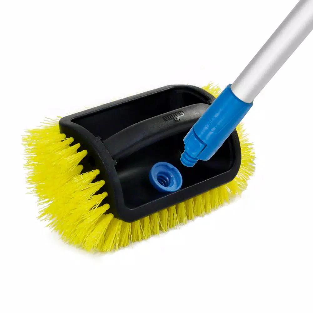 Unger Lock-On 4-Sided Outdoor Deck Scrub Brush, Hard Poly Bristles