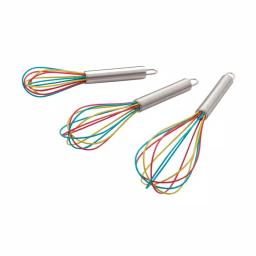 ExcelSteel Stainless Steel Tri-Color Silicone Coated Balloon Whisk Set, 3-Piece thumbnail 1