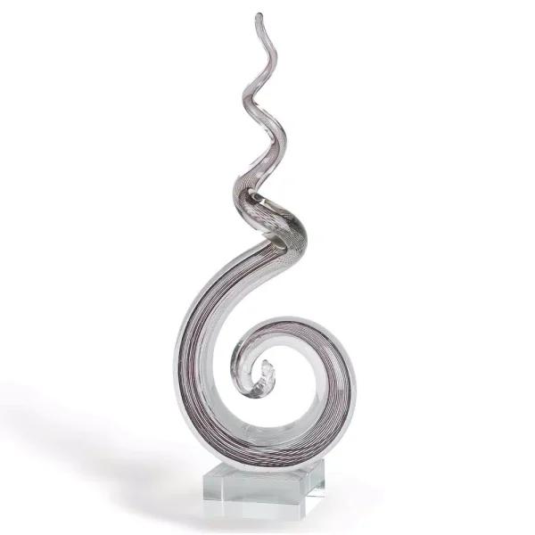 Badash Crystal Murano Style Corkscrew Art Glass Centerpiece - 20 in. Abstract Sculpture on Crystal Base