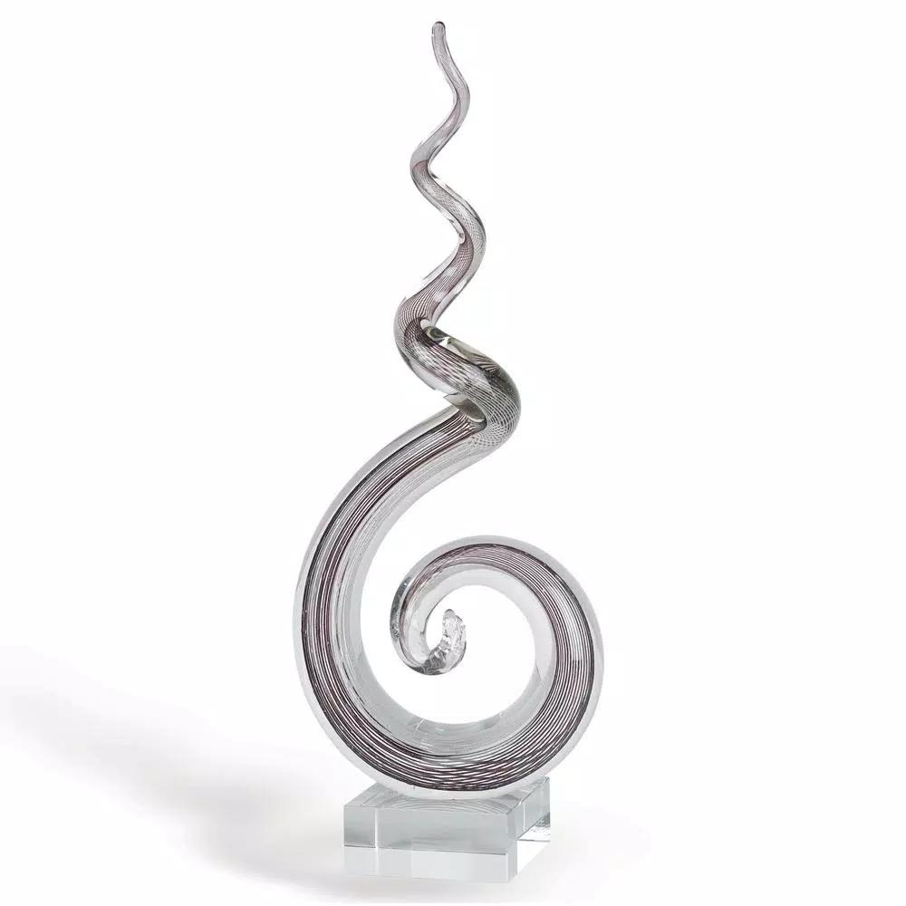 Badash Crystal Murano Style Corkscrew Art Glass Centerpiece - 20 in. Abstract Sculpture on Crystal Base
