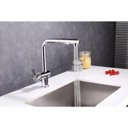 Vanity Art Brushed Nickel Single-Handle Pull Out Kitchen Faucet with 360 Degree Swivel Spout thumbnail 6