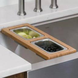 Kraus Workstation Kitchen Sink Bamboo Serving Board Set with 2 Stainless Steel Prep Bowls thumbnail 1