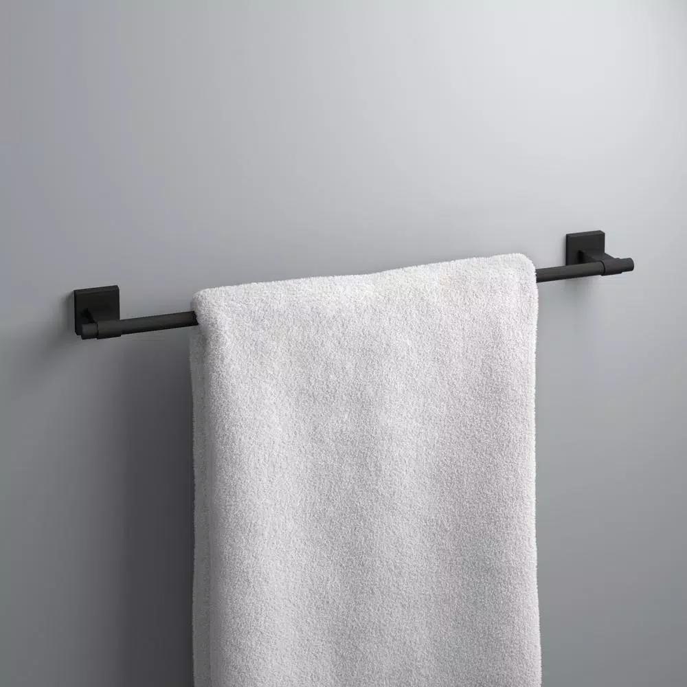 Franklin Brass Maxted 24 in. Single Towel Bar, Matte Black Modern Wall Mounted Bathroom Hardware