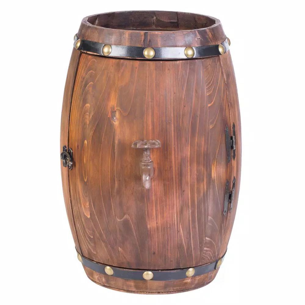 Vintiquewise Vintage Wooden Barrel Shaped Wine Rack - Rustic 7-Bottle Storage Display