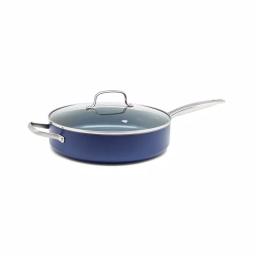 Blue Diamond 5 Qt. Aluminum Ceramic Nonstick Saute Pan with Glass Lid, Blue thumbnail 1