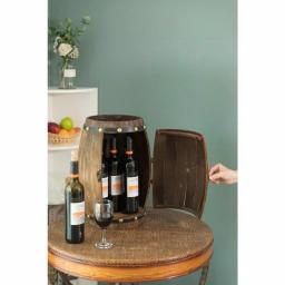 Vintiquewise Vintage Wooden Barrel Shaped Wine Rack - Rustic 7-Bottle Storage Display thumbnail 4