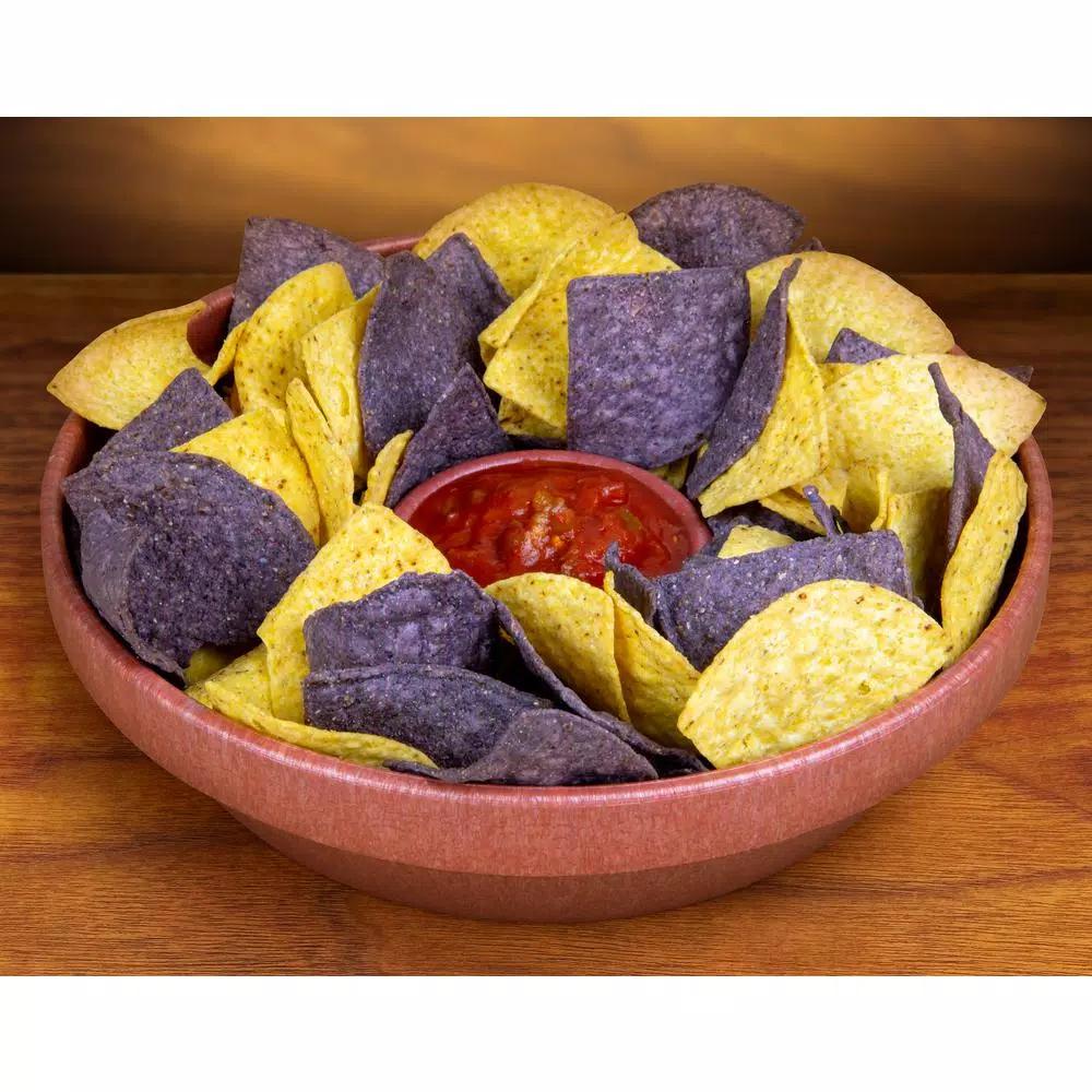 TACO TUESDAY 10.5 in. Brown Plastic Circular Chip and Salsa Serving Bowl Set, 2-Piece