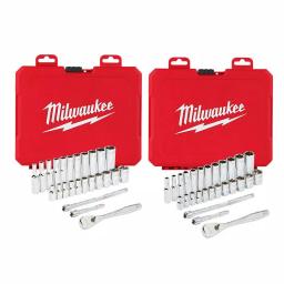 Milwaukee 1/4 in. Drive SAE & Metric Ratchet and Socket Mechanics Tool Set, 54-Piece thumbnail 1