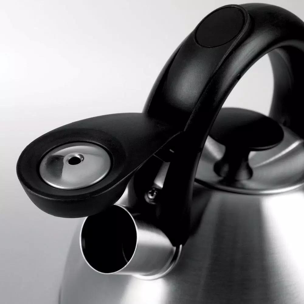OXO Brew Good Grips Click-Click 8.4-Cup Brushed Stainless Steel Tea Kettle with Whistle