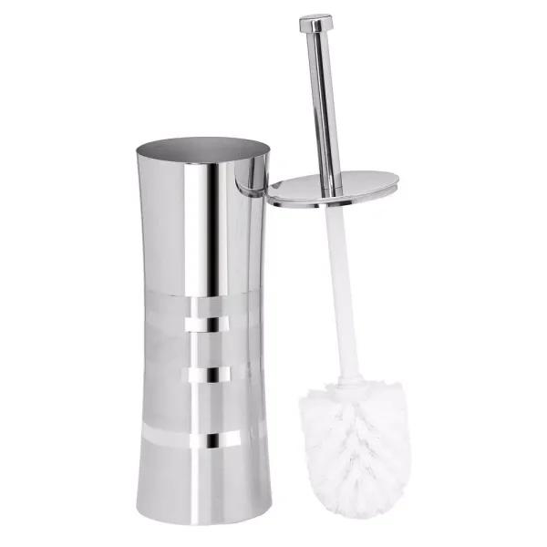 Bath Bliss Stainless Steel Toilet Brush and Holder Set with 2-Tone Curved Body