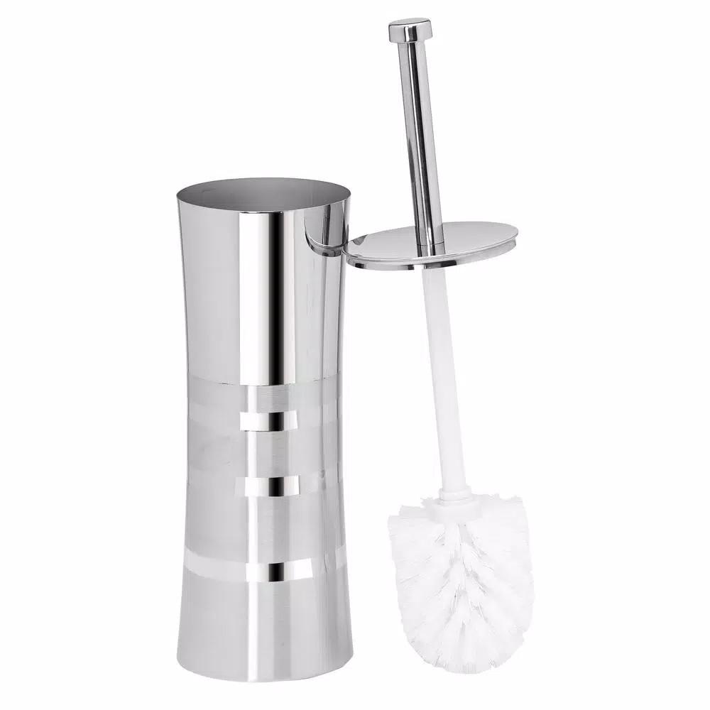 Bath Bliss Stainless Steel Toilet Brush and Holder Set with 2-Tone Curved Body