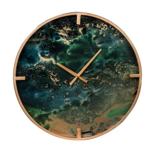 A & B Home Green Organic Elements Modern Chic Wall Clock - Abstract Nature Design