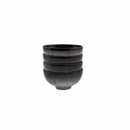 Denby Halo 4-Piece Rice Bowl Set, 5 in. Blue/Black Glazed Clay Serving Bowls thumbnail 1