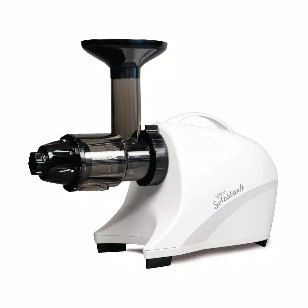 Tribest Solostar 4 Cold Press Juicer, 24 fl. oz. Horizontal Single Auger Juicer, White