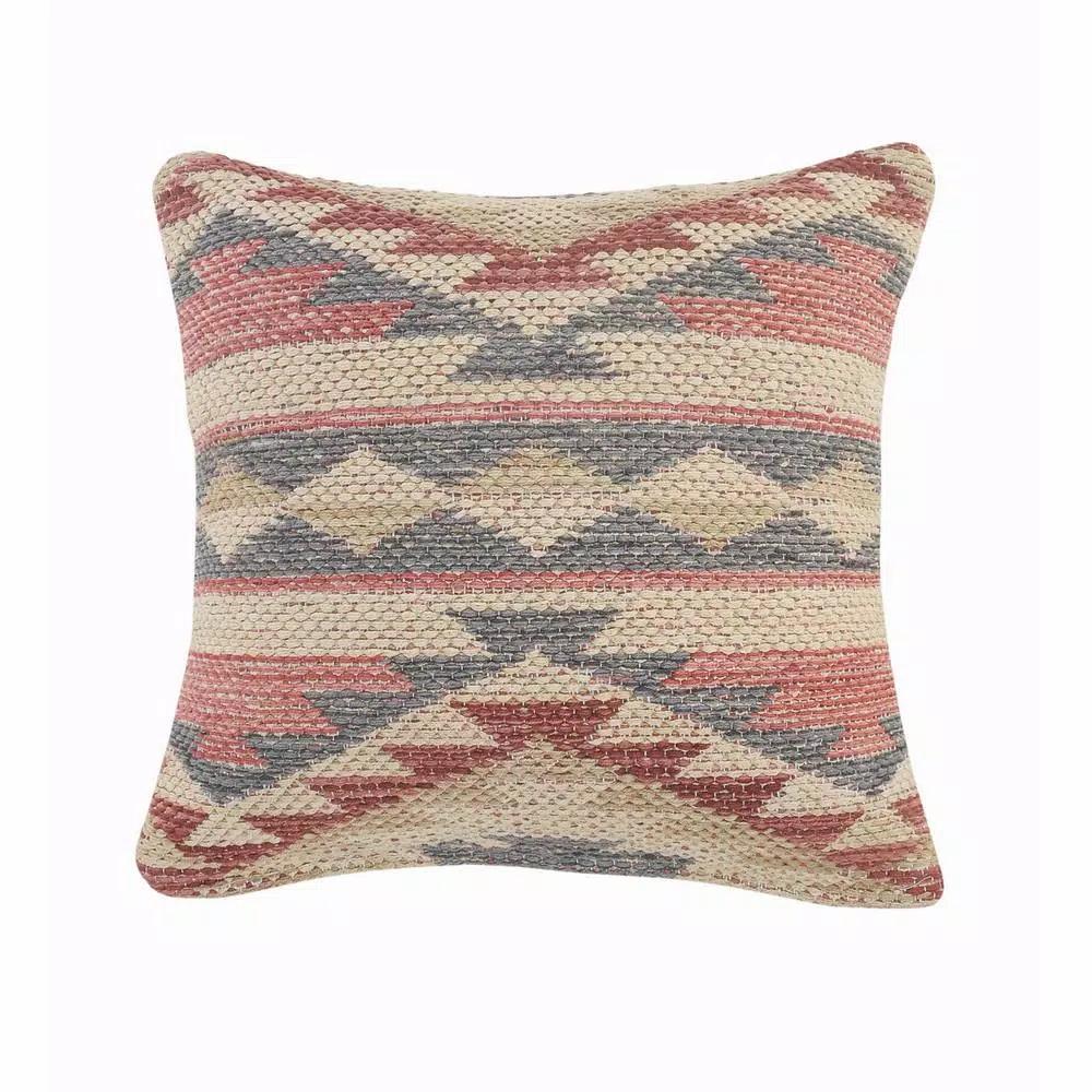LR Home Eclectic Multi-color Southwestern Graphic Throw Pillow, 18 x 18 in, 100% Cotton
