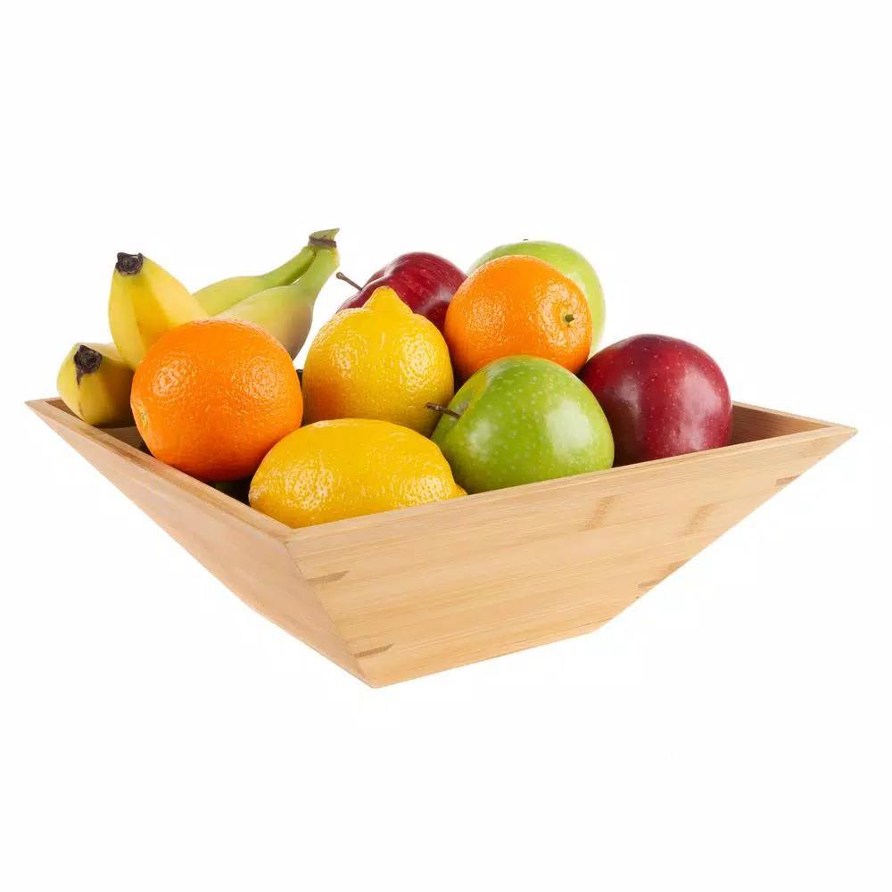 Classic Cuisine 11 in. Square Bamboo Salad Bowl Set with Two Utensils