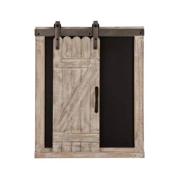 Glitzhome 19.75" Farmhouse Wooden Barn Door Chalkboard Memo Board Wall Decor