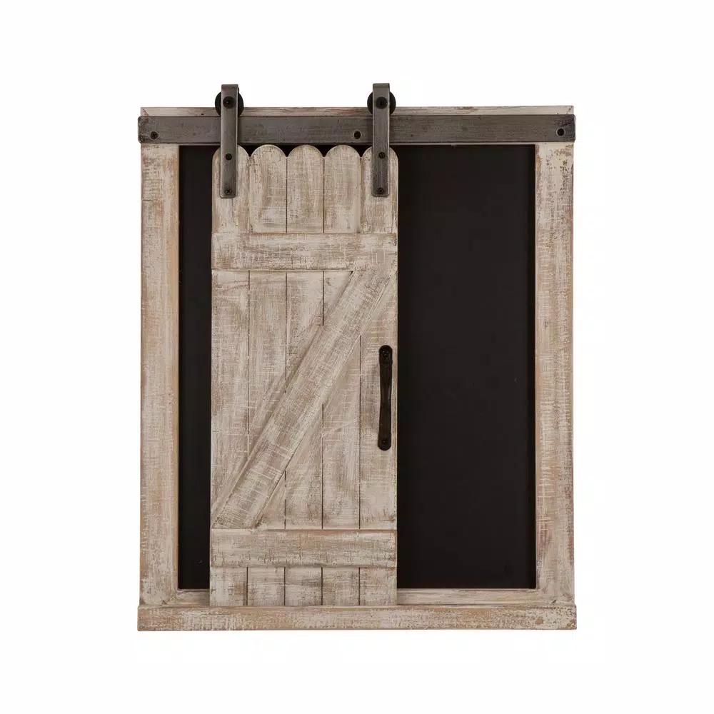 Glitzhome 19.75" Farmhouse Wooden Barn Door Chalkboard Memo Board Wall Decor