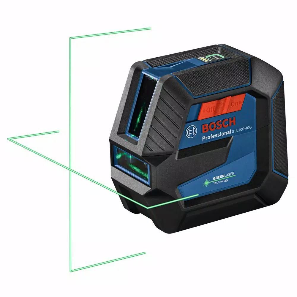 Bosch GLL100-40G Green Beam Self-Leveling Cross-Line Laser Level, 100 ft. Range