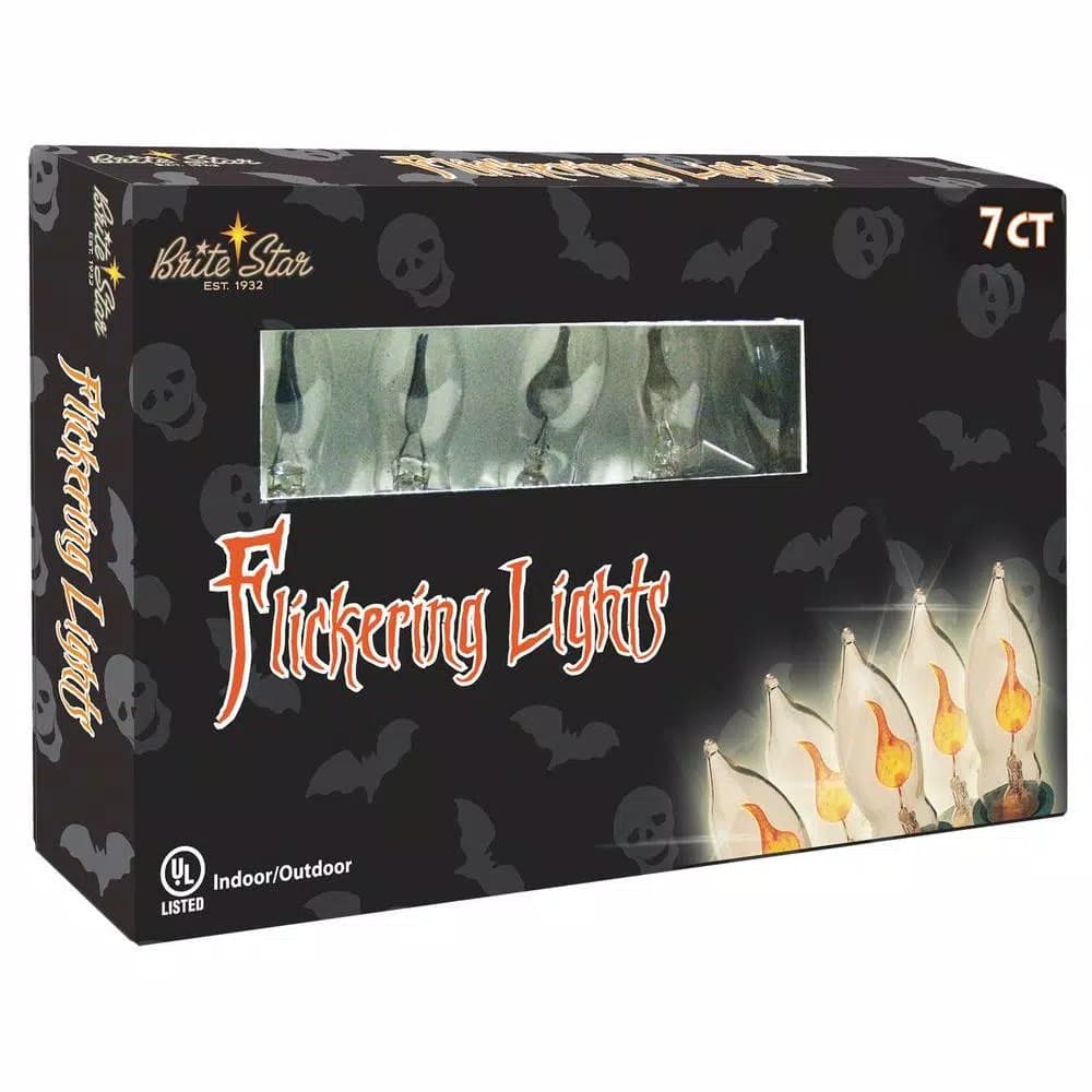 Unbranded Brite Star 7-Light Halloween C7 Flicker Flame Light Set, Yellow Incandescent Bulbs