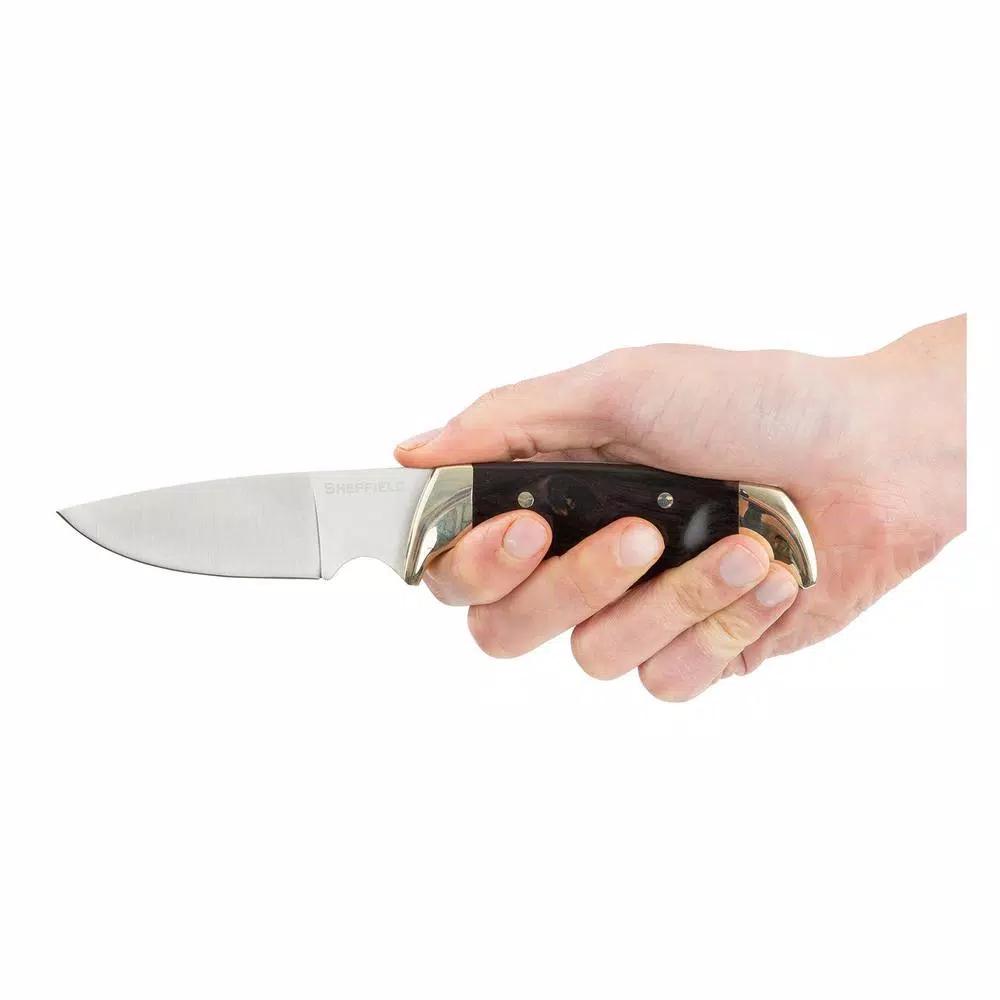 Sheffield 12180 Timber Series 4 in. Drop Point Fixed Blade Knife with Black Pakkawood Handle