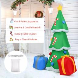 Costway 6 ft. Inflatable Christmas Tree with LED Lights and Gift Boxes, Outdoor Holiday Decor thumbnail 4