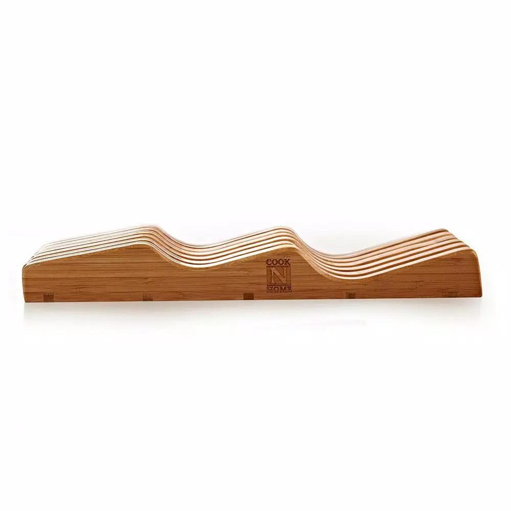 Cook N Home 11-Slot Bamboo In-Drawer Knife Storage Block Organizer