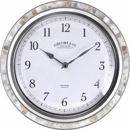 FirsTime & Co. Sophia Mosaic Wall Clock - Silver & Sandstone Shell Decor thumbnail 1