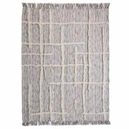 LR Resources Linework 50 in. x 60 in. Gray and Natural Abstract Tufted Cotton Throw Blanket thumbnail 2