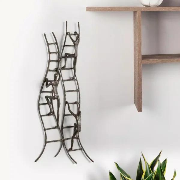 Danya B Climbing to Success Stairway Cast Iron Wall Art Sculpture