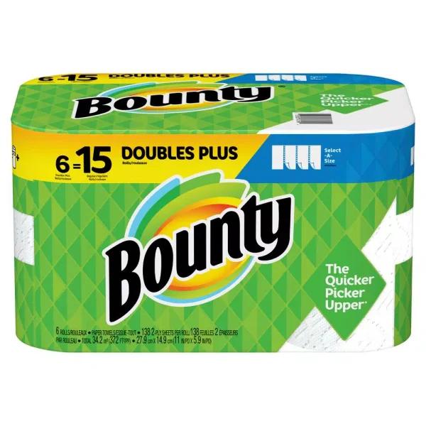 Bounty Select-A-Size White Paper Towel Rolls, 6 Double Plus Rolls