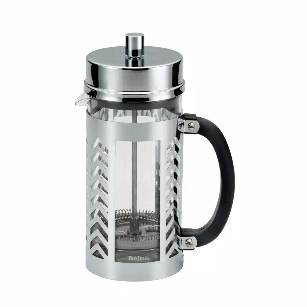 BonJour 8-Cup Chevron French Press, Borosilicate Glass and Stainless Steel