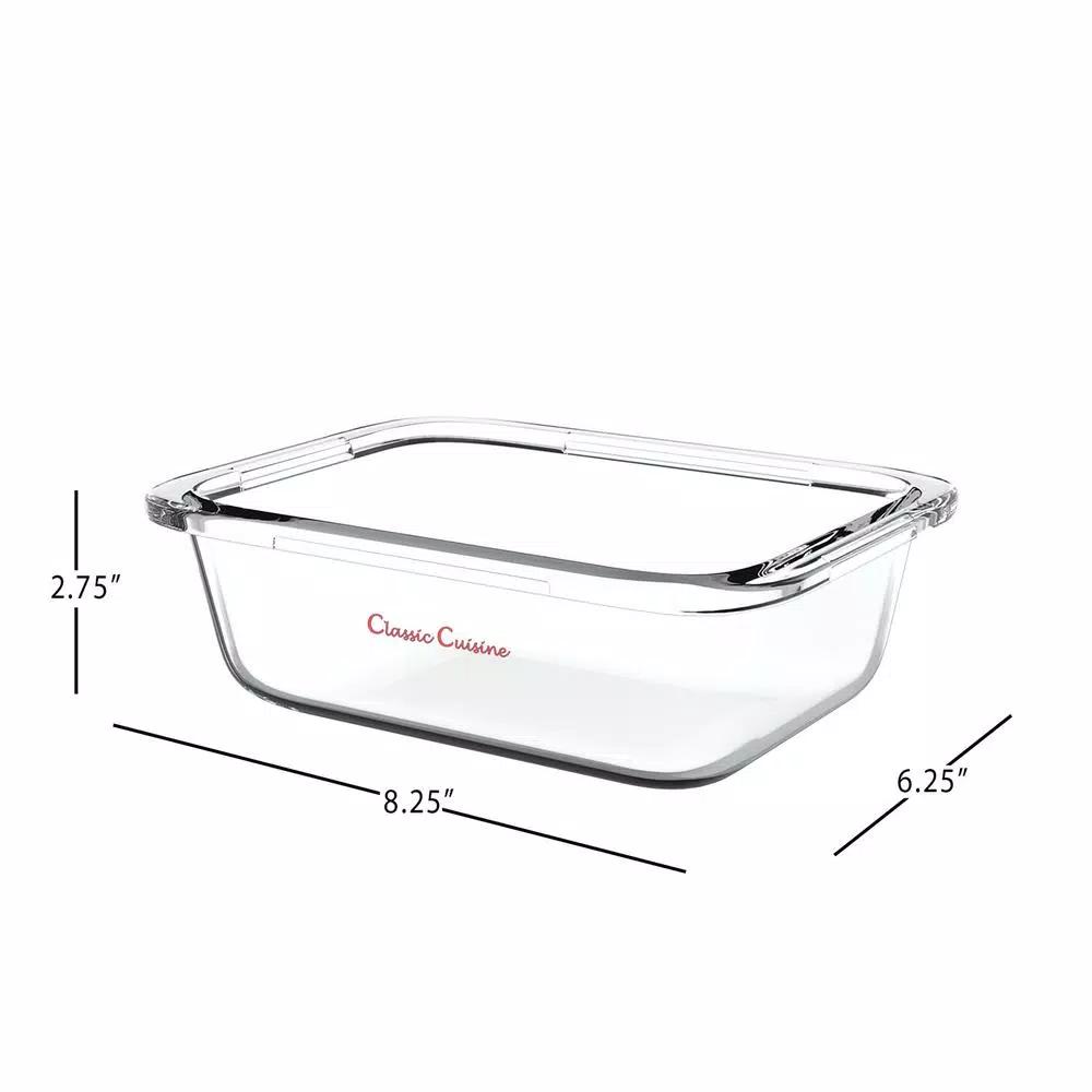 Classic Cuisine 10-Piece Borosilicate Glass Food Storage Container Set with Leak-Resistant Snap Lids
