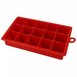 Unbranded Red Rectangular Silicone Ice Cube Tray - 15 Large 1.25 inch Cubes thumbnail 1