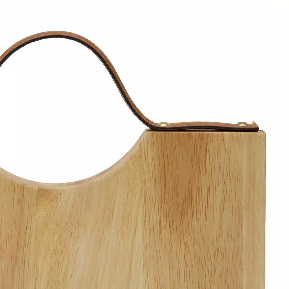 Casa Bellante Superior Trading Co. 10 x 12 in. Acacia Wood Cutting Board with Leather Handle