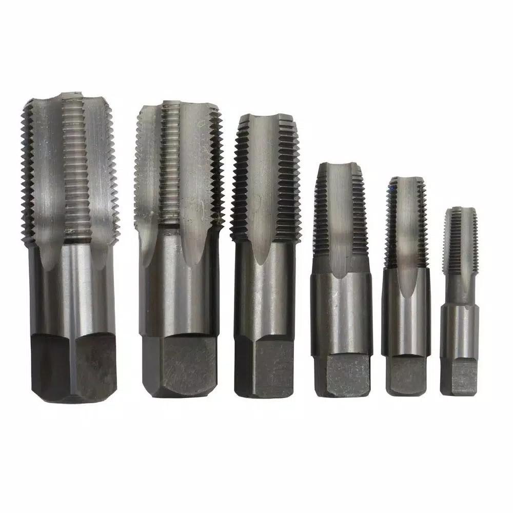 Drill America 6-Piece Carbon Steel NPT Pipe Tap Set (1/8 in. to 1 in.)
