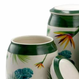 Elama Paradise Palms 3-Piece Green Ceramic Kitchen Canister Set with Airtight Lids thumbnail 2