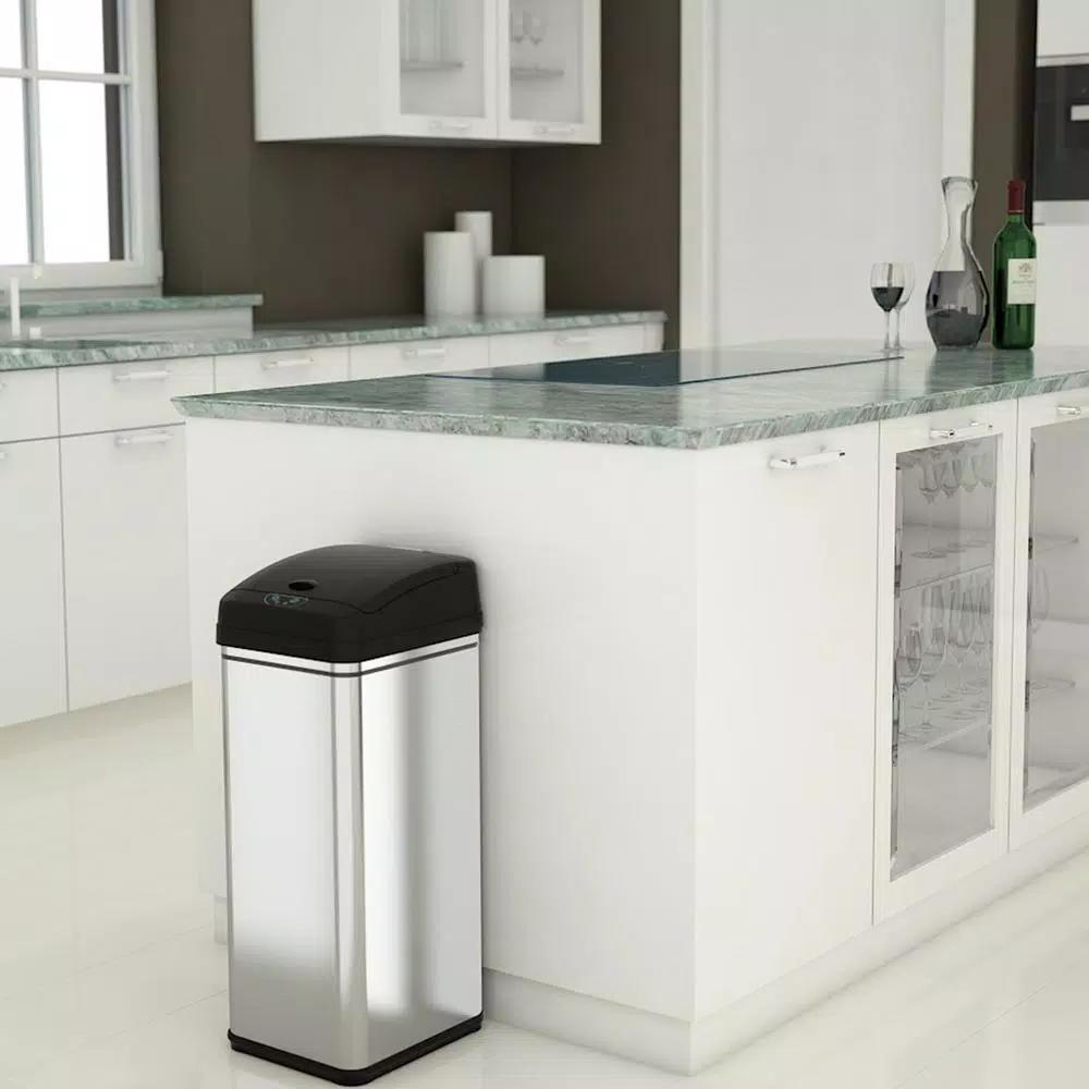 iTouchless 13 Gal. Stainless Steel Motion Sensing Touchless Trash Can with AbsorbX Odor Control